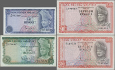 Malaysia: Bank Negara Malaysia, lot with 6 banknotes, 1967-1981 series, with 1, 5 and 10 Ringgit 1967-70 (P.1 – UNC, P.2 – XF, P.3 – aUNC), 1 and 10 R...