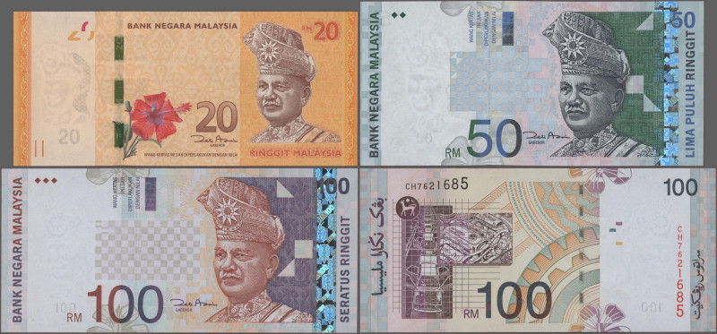 Malaysia: Bank Negara Malaysia, lot with 7 banknotes, series 1999-2011, with 1, ...