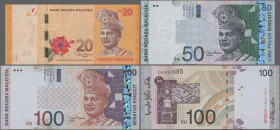 Malaysia: Bank Negara Malaysia, lot with 7 banknotes, series 1999-2011, with 1, 2, 5, 10, 20, 50 and 100 Ringgit, P.39b, 40c, 41b, 42d, 43d, 44d, 54 i...