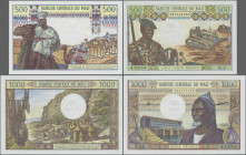 Mali: Banque Centrale du Mali, lot with 3 banknotes, series ND(1970-84), with 500 Francs (P.12a, VF+/XF), 500 Francs (P.12e, UNC) and 1.000 Francs (P....