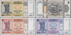Moldova: Ministry of Finance and Banca Naţională a Moldovei, huge lot with 19 banknotes, series 1992-2013, with 100 Rubles 1992 (P.A14a, XF), 50, 200,...