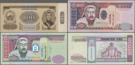 Mongolia: Mongolbank, huge lot with 41 banknotes, series 1955-2013, comprising for example 1-100 Tugrik 1955 (P.28-33, UNC), 1-100 Tugrik 1966 (P.35-4...