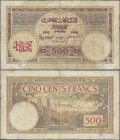 Morocco: Banque d'État du Maroc, 500 Francs 1923, P.15, several pinholes, small border tears and stained paper, Condition: F/F-.
 [differenzbesteuert...