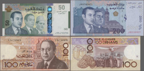 Morocco: Bank Al-Maghrib, lot with 10 banknotes, series 1987-2009, comprising 100 Dirhams 1987 (P.62b, UNC), 10, 50 and 100 Dirhams 1991 (P.63a, 64d, ...