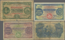 Mozambique: Banco Nacional Ultramarino - LOURENCO MARQUES, 10 and 20 Centavos 1914, P.53 (F/F-) and P.54 (F+) and PROVINCIA DE MOZAMBIQUE 1 Escudo 192...