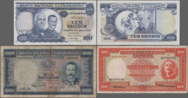 Mozambique: Banco Nacional Ultramarino, lot with 11 banknotes, series 1953-1976, comprising 1.000 Escudos 1953 (P.105a, F), 2x 100 Escudos 1958/61 (P....