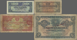 Mozambique: Companhía de Moçambique, lot with 4 banknotes, 1919-1933 series, with ½ and 5 Libras Esterlinas 1919 (P.R5, R21, VG), 20 Centavos 1933 (P....