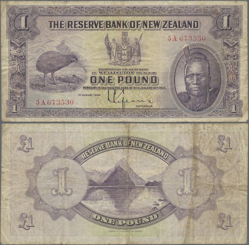 New Zealand: The Reserve Bank of New Zealand, 1 Pound 1934, P.155, still nice wi...