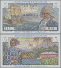 Saint Pierre & Miquelon: Caisse Centrale de la France d'Outre-Mer – Saint Pierre et Miquelon 5 Francs ND(1950-60), P.22 in perfect UNC condition.
 [d...