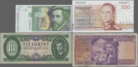 Europa: Huge lot with 425 banknotes Europe, comprising for example Austria 20 Schilling 1950 (P.129, VF) and 500 Schilling 1985 (P.151, VF), Belgium 1...