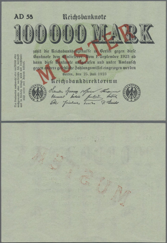 Deutschland - Deutsches Reich bis 1945: Reichsbanknote 100.000 Mark 1923 MUSTER,...