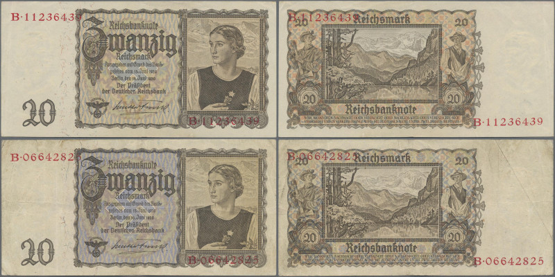 Deutschland - Deutsches Reich bis 1945: 20 Reichsmark 1939 ohne Udr.-Bst., Ro.17...