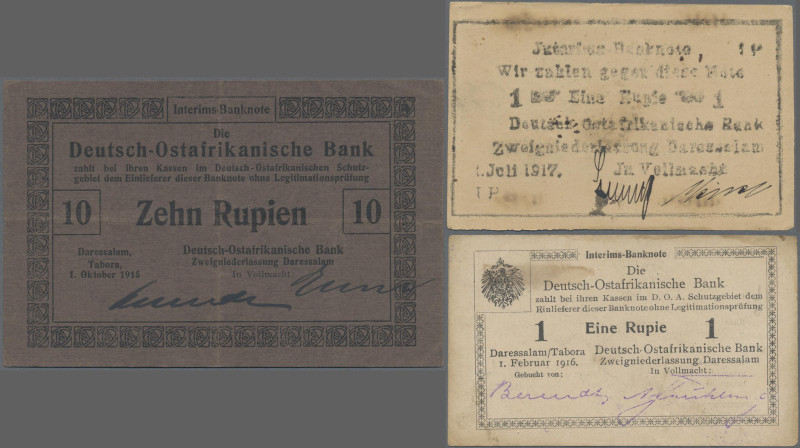 Deutschland - Kolonien: Deutsch-Ostafrikanische Bank, Lot mit 3 Banknoten, dabei...