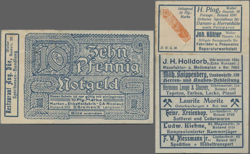 Deutschland - Briefmarkennotgeld: Bremen, Aug. Düe, Restaurant, Briefmarkengeld ...