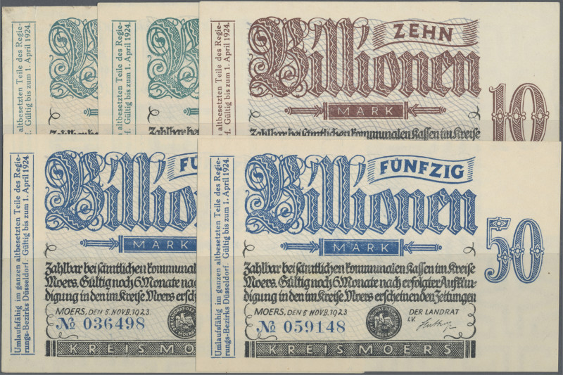Deutschland - Notgeld - Rheinland: Moers, Kreis, 2 Billionen Mark, Wz. Sechseckf...