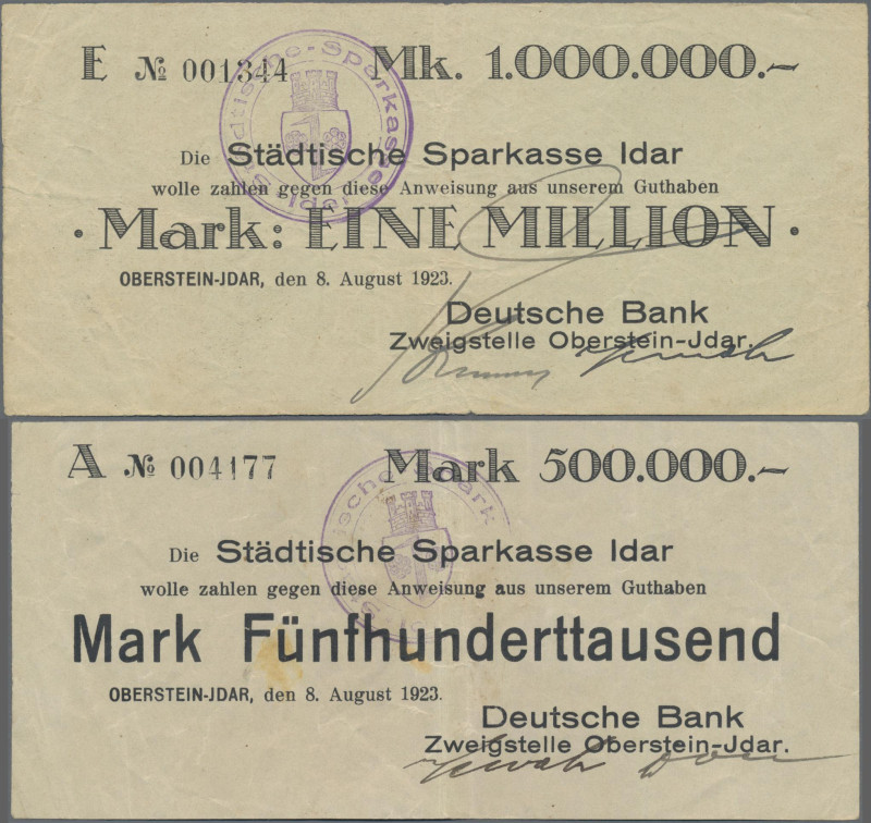 Deutschland - Notgeld - Rheinland: Oberstein-Idar, Deutsche Bank, Schecks auf St...