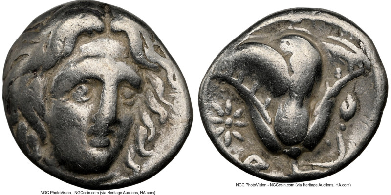 CARIAN ISLANDS. Rhodes. Ca. 305-275 BC. AR drachm (14mm, 12h). NGC Fine. Head of...