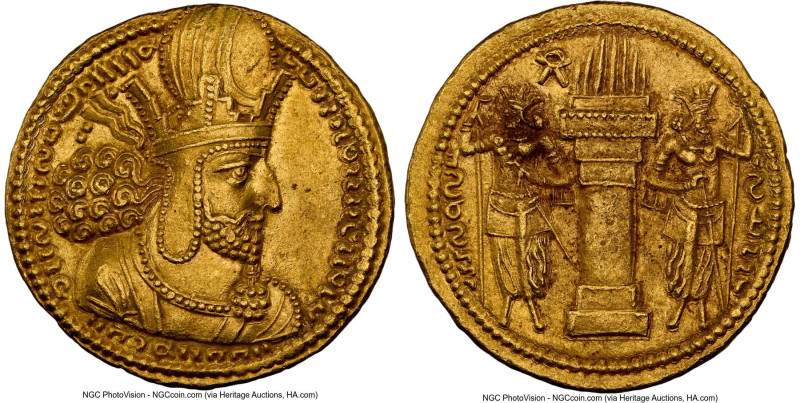 SASANIAN KINGDOM. Shahpur I the Great (AD 240-272). AV dinar (21mm, 7.45 gm, 3h)...