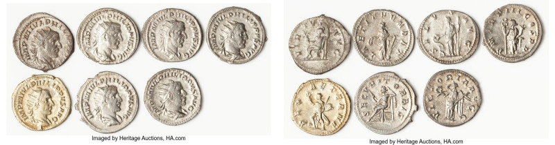 ANCIENT LOTS. Roman Imperial. Philip I (AD 244-249). Lot of seven (7) AR antonin...