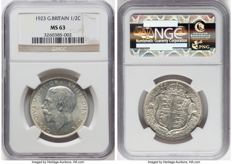 George V 1/2 Crown 1923 MS63 NGC, KM818.2, S-4021A. HID09801242017 © 2023 Herita...