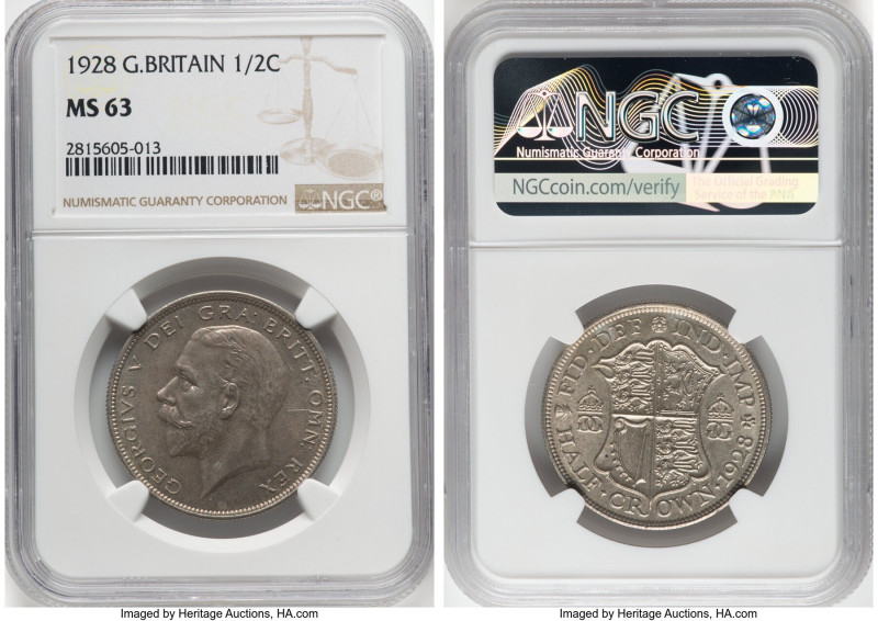 George V 1/2 Crown 1928 MS63 NGC, KM835, S-4037. HID09801242017 © 2023 Heritage ...