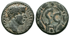 Syria, Seleucis and Pieria. Antiochia ad Orontem. Tiberius. A.D. 14-37. Æ as . TI CAESAR AVG TR POT XXXIII, laureate head right / S·C, legend within l...
