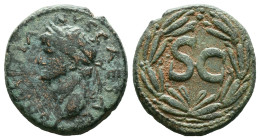 Domitian, as Caesar, Æ Semis of Antioch, Seleucis and Pieria. Struck under Vespasian in Rome for circulation in Seleucis and Pieria, AD 69-79. DOMITIA...