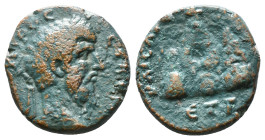 CAPPADOCIA. Caesarea. Lucius Verus (161-169). Ae.
Obv: ΑVΤΟΚΡΑ ΟVΗΡΟС СЄ.
Laureate head right.
Rev: ΚΑΙСΑΡЄωΝ Τ Π ΑΡΓΑΙω / ЄΤ Γ.
Mt. Argaeus surmo...