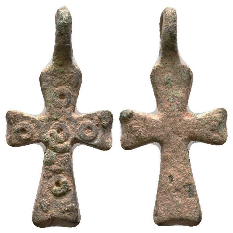 Ancient Bronze Byzantine / Crusaders Cross Pendant
10th-12th century AD.
Refer...