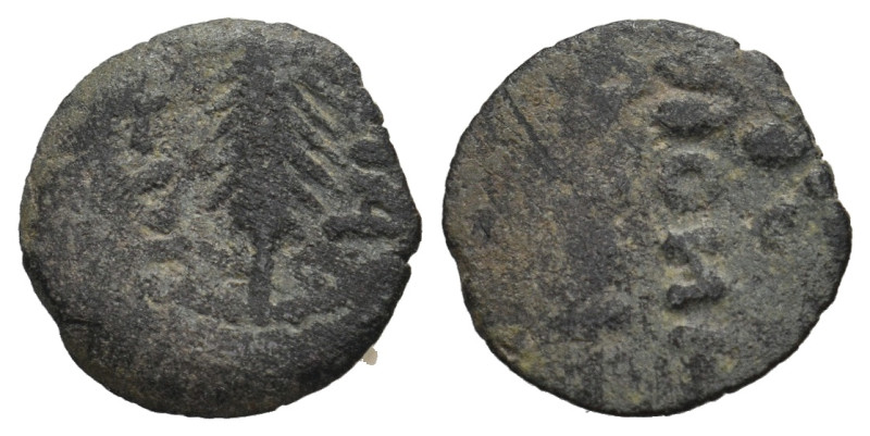 JUDAEA. Procurators. Porcius Festus (59-62). Ae Prutah. Jerusalem. In the name o...