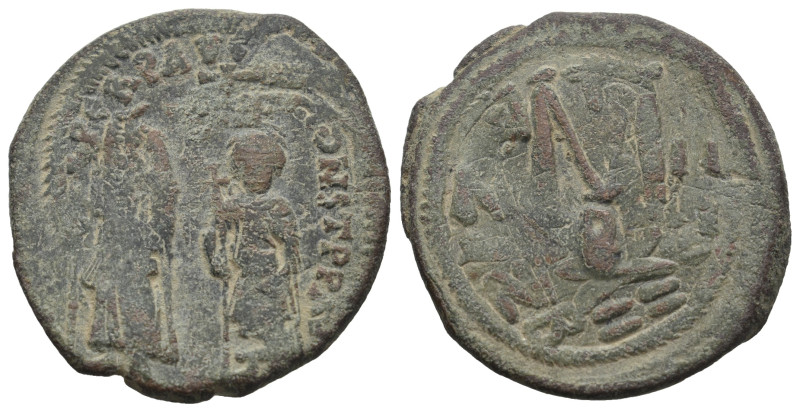 HERACLIUS with HERACLIUS CONSTANTINE (610-641). Follis. Cyzicus. 
.
Condition: V...