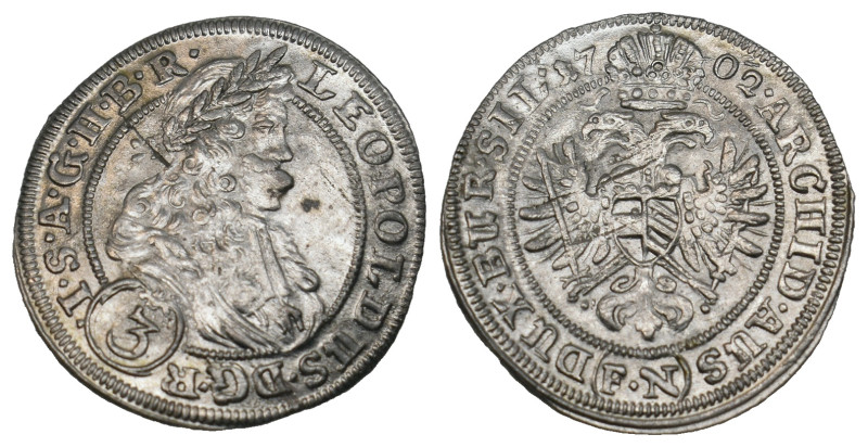 HOLY ROMAN EMPIRE. Leopold I (1658-1705). Taler (1702).
.
Condition: Extremely f...