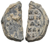 BYZANTINE LEAD SEALS. Uncertain.
.
Condition: Fine.
Weight: 9.54 g.
Diameter: 30.3 mm.