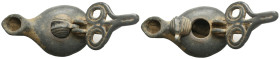 ANCIENT ROMAN BRONZE OIL LAMP.
.
Weight: 179.67 g.
Diameter: 91.3 mm