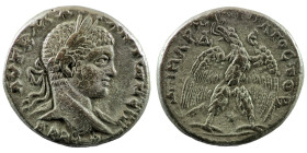 Elagabal. (218-222 AD). Billon Tetradrachm. (27mm 13,83g) Antioch. Obv: laureate bust of Elagabal right. Rev: eagle spreading wings standing holding w...