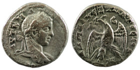 Elagabal. (218-222 AD). Billon Tetradrachm. (26mm 12,55g) Antioch. Obv: laureate bust of Elagabal right. Rev: eagle spreading wings standing holding w...