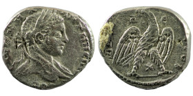 Elagabal. (218-222 AD). Billon Tetradrachm. (25mm 13,81g) Antioch. Obv: laureate bust of Elagabal right. Rev: eagle spreading wings standing holding w...