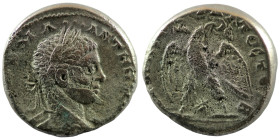 Elagabal. (218-222 AD). Billon Tetradrachm. (24mm 14,01g) Antioch. Obv: laureate bust of Elagabal right. Rev: eagle spreading wings standing holding w...
