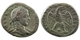 Elagabal. (218-222 AD). Billon Tetradrachm. (27mm 12,33g) Antioch. Obv: laureate bust of Elagabal right. Rev: eagle spreading wings standing holding w...