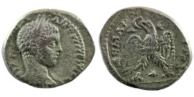 Elagabal. (218-222 AD). Billon Tetradrachm. (28mm 11,65g) Antioch. Obv: laureate bust of Elagabal right. Rev: eagle spreading wings standing holding w...