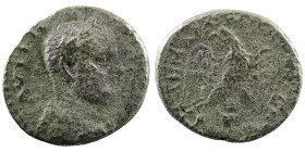 Macrinus. (217-218 AD). Billon Tetradrachm. (26mm 8,56g) Mesopotamia. Emesa. Obv: laureate bust of Macrinus right. Rev: eagle spreading wings standing...
