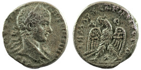 Elagabal. (218-222 AD). Billon Tetradrachm. (25mm 11,48g) Antioch. Obv: laureate bust of Elagabal right. Rev: eagle spreading wings standing holding w...