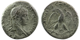Elagabal. (218-222 AD). Billon Tetradrachm. (25mm 10,77g) Antioch. Obv: laureate bust of Elagabal right. Rev: eagle spreading wings standing holding w...