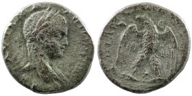 Elagabal. (218-222 AD). Billon Tetradrachm. (27mm 11,23g) Antioch. Obv: laureate bust of Elagabal right. Rev: eagle spreading wings standing holding w...