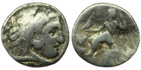 Alexander the Great. (336-323 BC) AR Drachm. (17mm, 4,02g) Obv: head of Alexander the great right. Rev: sitting Zeus holding eagle and scepter.