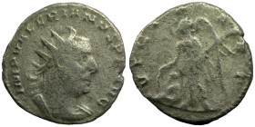 Valerian I. (253-254 AD) BI Antoninianus. (20mm, 2,83g) Antioch. Obv: IMP CP LIC VALERIANVS AVG. cuirassed bust of Valerian right. Rev: VICTORIA AVGG....