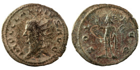 Claudius II. Gothicus. (268-269 AD). BI Antoninianus. (22mm, 2,66g) Antioch. Obv: IMP C CLAVDIVS AVG. draped and cuirassed bust right. Rev: SOL AVG. S...