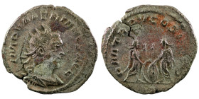 Valerian I. (257 AD) BI Antoninianus. (23mm, 2,67g) Rome. Obv: IMP VALERIANVS AVG. cuirassed bust of Valerian right. Rev: P M TR P V COS IIII P P. Val...