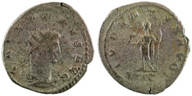 Gallienus. (255-256 AD). BI Antoninian. (21mm, 3,45g) Antioch. Obv: IMP C P LIC GALLIENVS P F AVG. radiate and cuirassed bust of Gallienus right. Rev:...