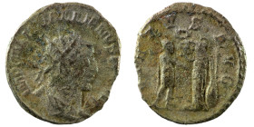 Gallienus. (260 AD) BI Antoninianus. (22mm, 2,31g) Antioch. Obv: IMP C P LIC GALLIENVS P F AVG. cuirassed bust of Gallienus right. Rev: VIRTVS AVGG. G...